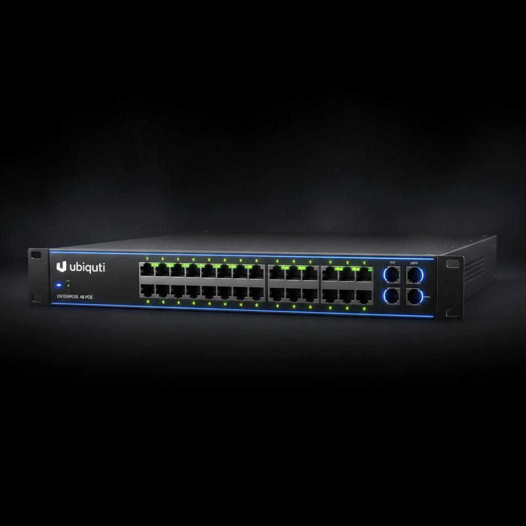 Ubiquiti UniFi Enterprise 48 port PoE network switch with 720W power budget and Layer 3 switching for commercial network infrastructure in the Pacific Northwest